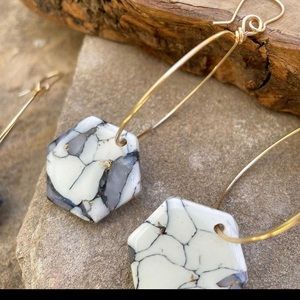 The Leather Feather Hand Made Polymer Clay Marble Earrings